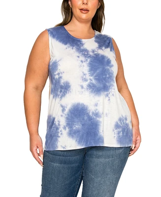 Coin 1804 Plus Tie Dye Button Back Tank Top