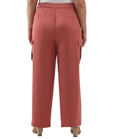 Ella Rafaella Plus Shine Wide Leg Cargo Pants