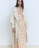 Mango Women's Bow Detail Floral Midi Dress