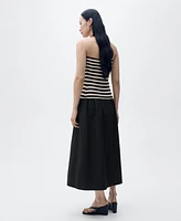 Mango Women's Combined Striped Strapless Dress