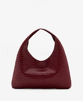 Mango Women's Braided Leather Shoulder Bag