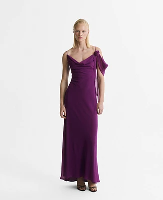 Mango Women's Flower Detail Draped Dress