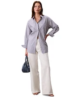Calvin Klein Jeans Women's Striped Cotton Poplin Button-Down Shirt