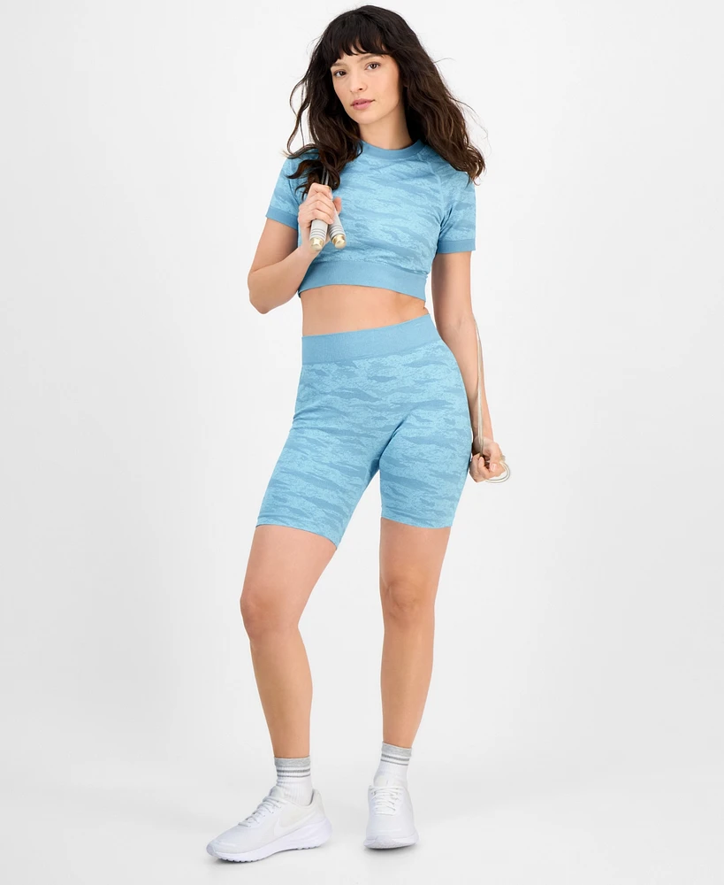 Id Ideology Women's Printed Seamless Bike Shorts, Exclusively at Macy's