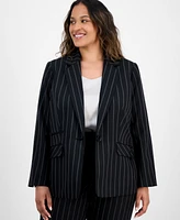 Kasper Plus Pinstriped Notched-Lapel Blazer