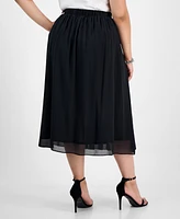 Kasper Plus Pleated-Front Midi Skirt