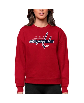 Antigua Women's Red Washington Capitals Primary Logo Team Victory Crewneck Pullover Sweatshirt