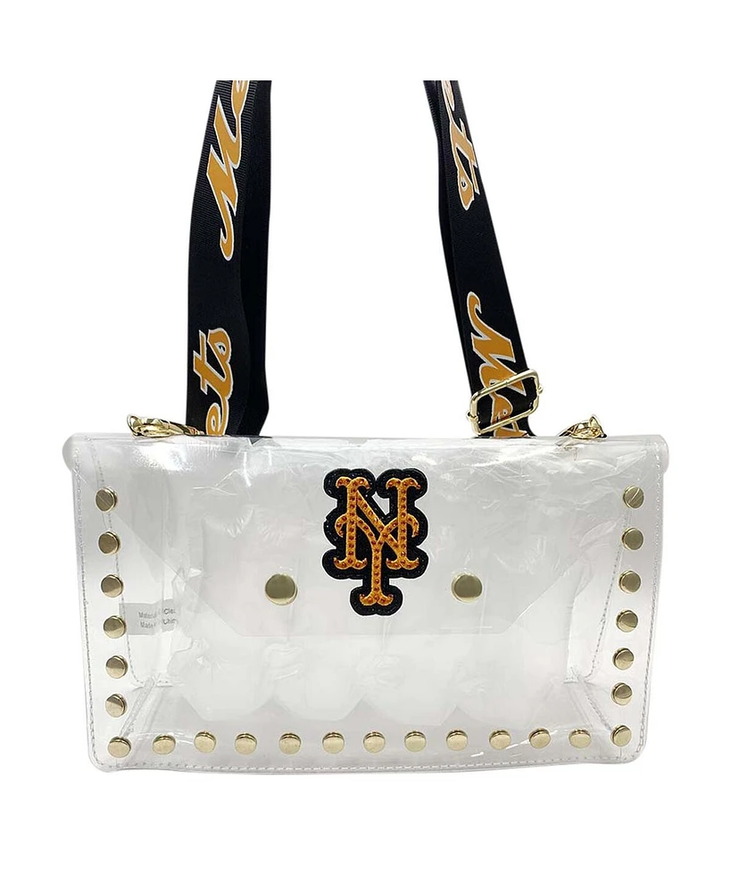 Cuce Women's New York Mets Crystal Clear Envelope Crossbody Bag
