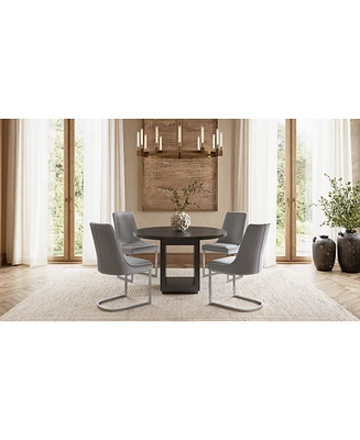 Tivie 5-Pc. Dining Set (Round Table & 4 Metal Chairs)