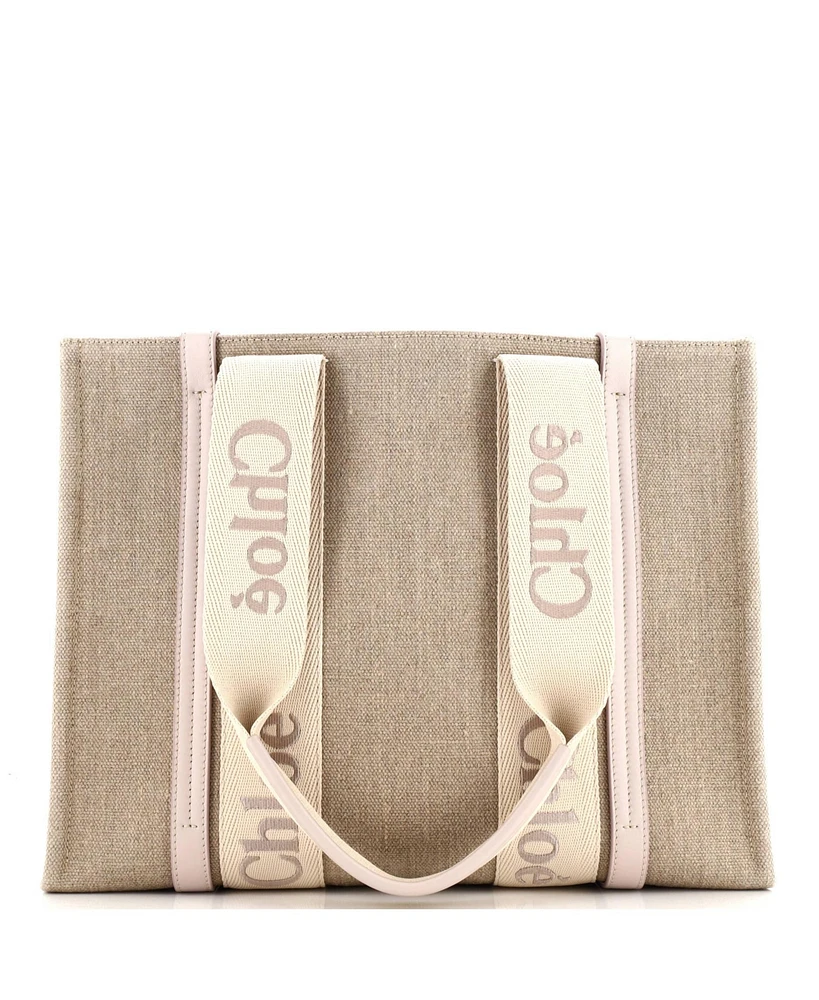 Pre-Owned Chloe Medium Woody Tote Canvas with Leather