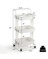 3-Tier Utility Cart Storage Rolling with Casters