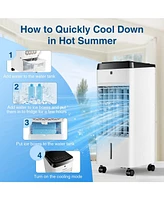 3-in-1 Evaporative Air Cooler, Quiet Personal Swamp Cooler with Remote Control, 70° Oscillation, 12H Timer, 3 Speeds, 2 Ice Boxes, Portable Air C