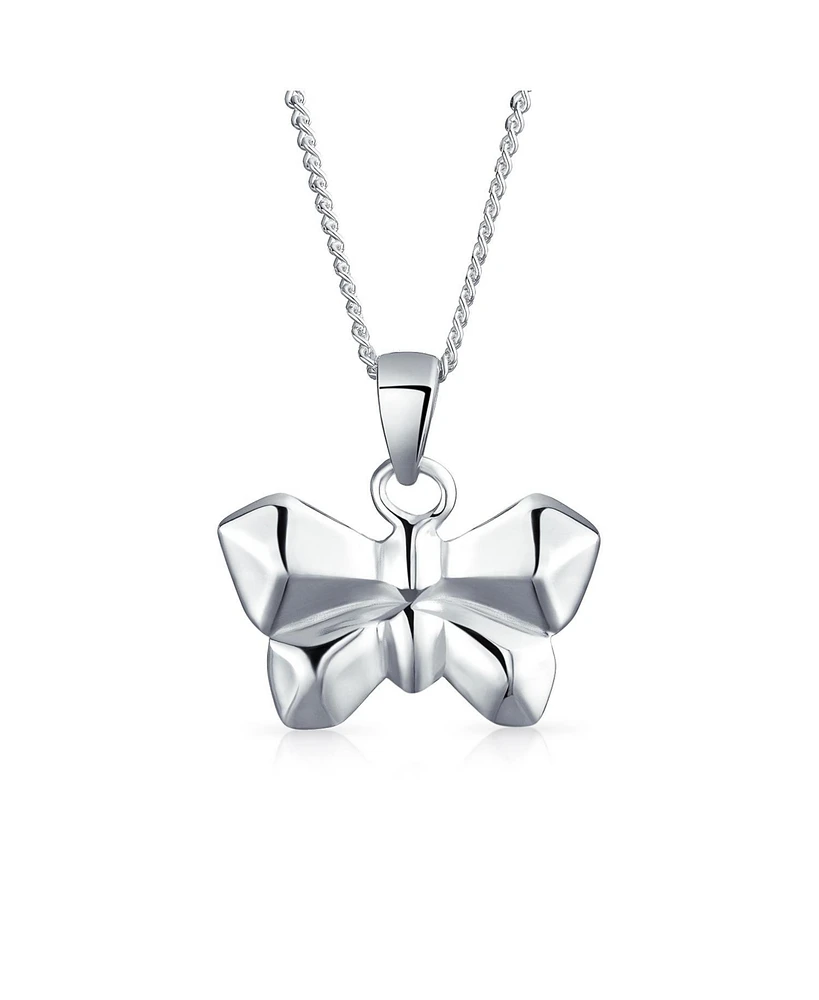 Bling Jewelry 3D Origami Butterfly Garden Insect Pendant Necklace Sterling Silver