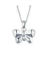 Bling Jewelry 3D Origami Butterfly Garden Insect Pendant Necklace Sterling Silver