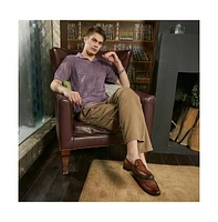 Campus Sutra Men's Mauve Purple Stripe-Textured Polo T-Shirt