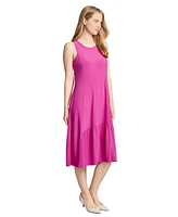 Jones New York Petite Crew Neck Tank Dress with Ruffle Hem