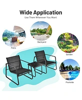 Gymax 3PCS Patio Bistro Set Conversation Furniture Set w/ Fast-Drying Fabric