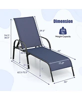 Gymax Lounge Chair Chaise Adjustable Reclining Armrest Patio
