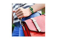 Peugeot Women's Green 36mm Fluted Bezel Watch with Leather Strap