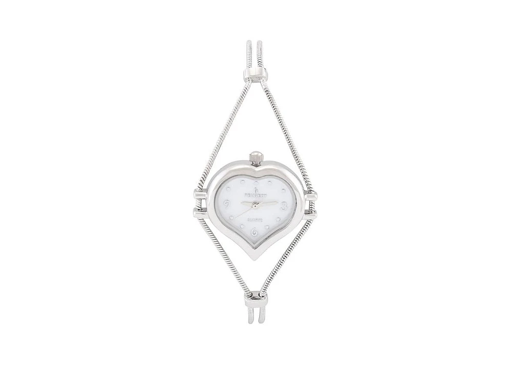 Peugeot Womens Silver Heart Shape Wire Watch with White dial