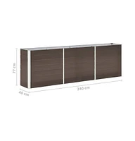 Garden Raised Bed Galvanized Steel 94.5"x15.7"x30.3" Brown