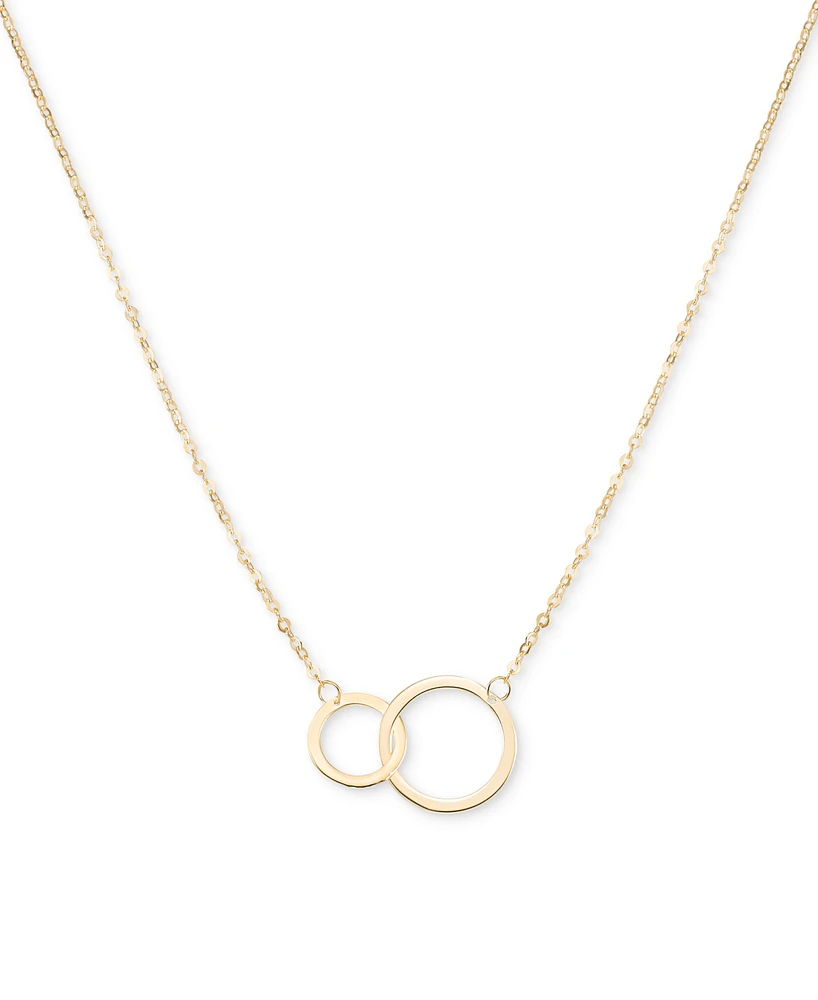Interlocking Circle Pendant Necklace in 10k Gold, 16" + 2" extender