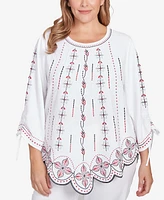 Ruby Rd. Plus Embroidered Bali Tie Sleeve Top