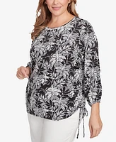 Ruby Rd. Plus Monotone Palms Side Tie Top