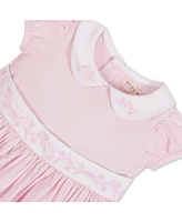 Hope & Henry Baby Organic Short Sleeve Seersucker Dress with Peter Pan Collar