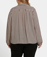 Nydj Plus Modern Blouse Point Collar Top