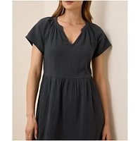 Pact Women's Organic Cotton Coastal Double Gauze Breezy Dress