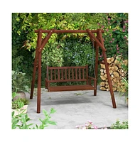 3-Person Wooden Outdoor Porch Swing with 800 lbs Weight Capacity