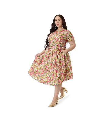 Unique Vintage Plus Smocked Back Swing Dress