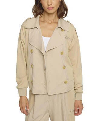 Central Park West Women's Mixed Media Trench Bomber Jacket