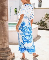 Cupshe Women's Riviera Stroll Ornate Maxi Beach Dress