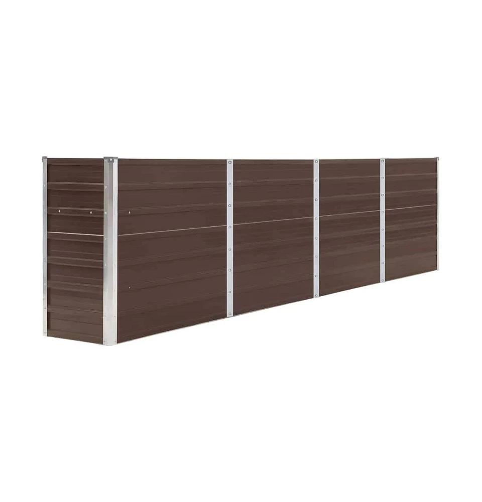 Raised Garden Bed 126"x15.7"x30.3" Galvanized Steel Brown