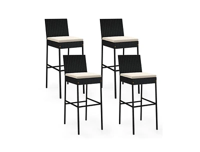 Patio Bar Stools Set of 4 with Footrest and Backrest for Comfortable and Stylish Outdoor Seating
