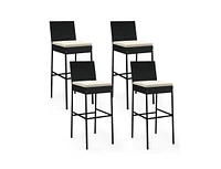 Patio Bar Stools Set of 4 with Footrest and Backrest for Comfortable and Stylish Outdoor Seating