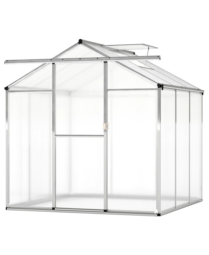 Spacious Walk-In Garden Greenhouse with Polycarbonate Panels & Integrated Rain Gutters
