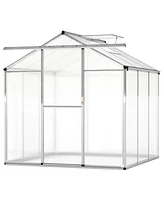 Spacious Walk-In Garden Greenhouse with Polycarbonate Panels & Integrated Rain Gutters