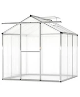 Spacious Walk In Garden Greenhouse With Polycarbonate Panels Integrated Rain Gutters