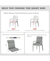 Aoodor 2Pcs Outdoor High Back Dining Chair Cushion Set, Fade and Water Resistant Polyester Fabric Cover with Ties Zipper, 20'' × 37''