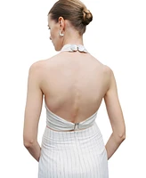 Nocturne Women's Halter Neck Blouse with Tie Detail