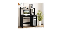 Home Office Computer Desk with Bookcase Keyboard Tray and Cpu Stand