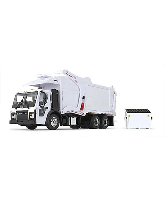 First Gear 1/34 White Mack Granite Mp w/ McNeilus Rear Load Refuse Truck & Trash Cans
