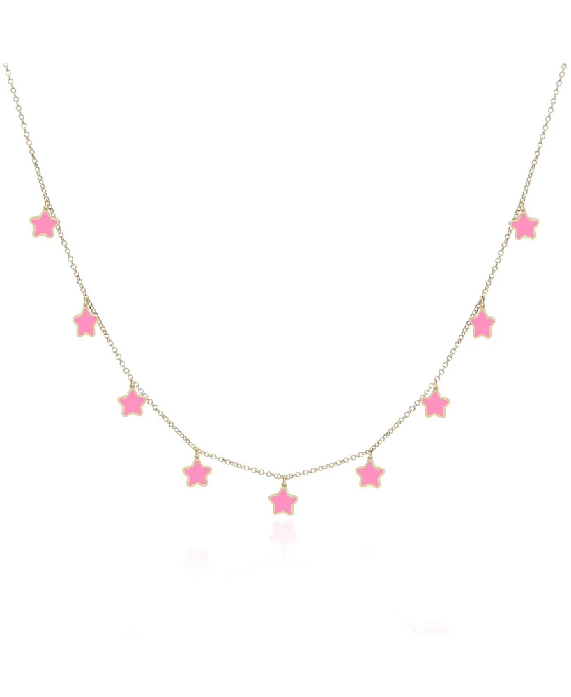 The Lovery Bubblegum Pink Star Dangle Necklace 14K Gold