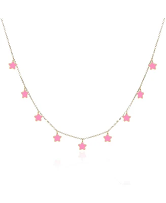The Lovery Bubblegum Pink Star Dangle Necklace 14K Gold