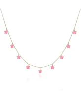 The Lovery Bubblegum Pink Star Dangle Necklace 14K Gold