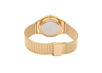 Peugeot Men's 40mm Wafer Slim Black Dial Gold Plated Case Watch with Mesh Band