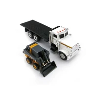 Ertl 1/64 John Deere Peterbilt Flatbed Truck With 320E Skid Steer Skidloader